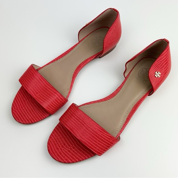 Tory Burch Savannah D’Orsay Flat Sandals in Melon/Coral 9 - Picture 2 of 14